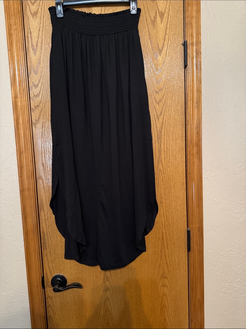 Women’s Black Maxi Skirt with Shirred Waist